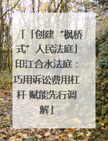 「创建“枫桥式”人民法庭」印江合水法庭：巧用诉讼费用杠杆 赋能先行调解
