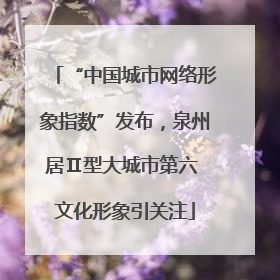 “中国城市网络形象指数”发布，泉州居Ⅱ型大城市第六 文化形象引关注