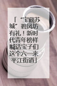“宝藏苏城”碧凤坊有礼！新时代青年榜样喊话宝子们这个六一来平江街道