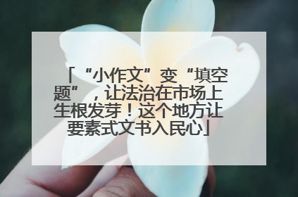 “小作文”变“填空题”，让法治在市场上生根发芽！这个地方让要素式文书入民心