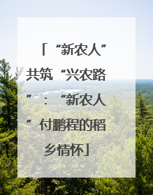 “新农人”共筑“兴农路”：“新农人”付鹏程的稻乡情怀
