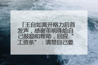 王自如离开格力后首发声，感谢董明珠给自己鼓励和帮助，回应“工资条”：清楚自己要什么，工资条不重要