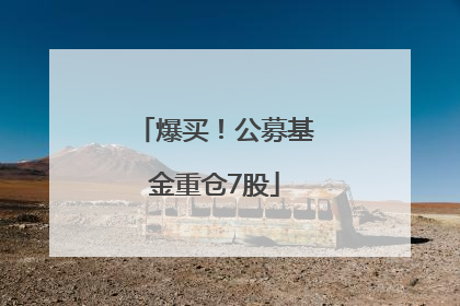爆买！公募基金重仓7股