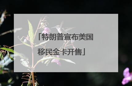 特朗普宣布美国移民金卡开售