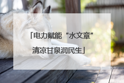 电力赋能“水文章” 清凉甘泉润民生