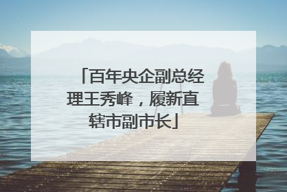 百年央企副总经理王秀峰，履新直辖市副市长