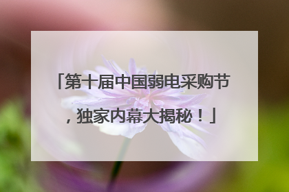 第十届中国弱电采购节，独家内幕大揭秘！
