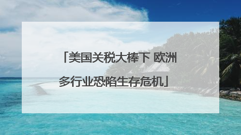美国关税大棒下 欧洲多行业恐陷生存危机