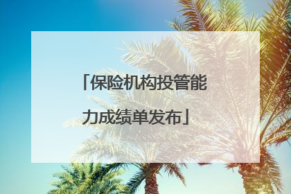 保险机构投管能力成绩单发布