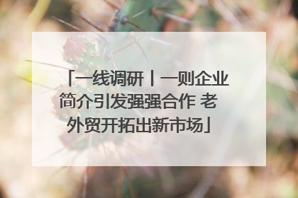 一线调研丨一则企业简介引发强强合作 老外贸开拓出新市场