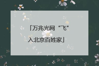 万兆光网“飞”入北京百姓家
