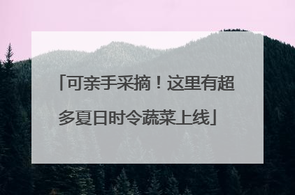 可亲手采摘！这里有超多夏日时令蔬菜上线