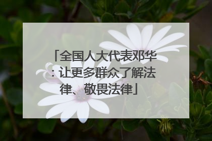 全国人大代表邓华：让更多群众了解法律、敬畏法律