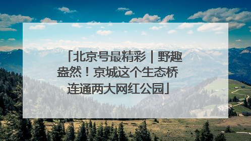 北京号最精彩｜野趣盎然！京城这个生态桥连通两大网红公园