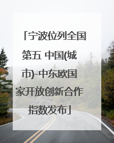 宁波位列全国第五 中国(城市)-中东欧国家开放创新合作指数发布