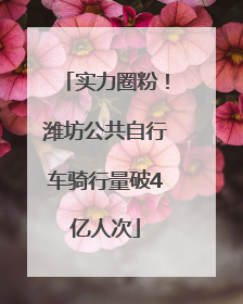 实力圈粉！潍坊公共自行车骑行量破4亿人次