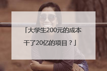 大学生200元的成本干了20亿的项目？