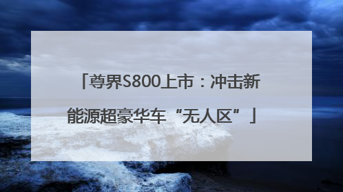 尊界S800上市：冲击新能源超豪华车“无人区”