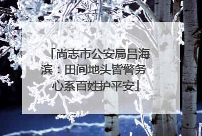 尚志市公安局吕海滨：田间地头皆警务 心系百姓护平安