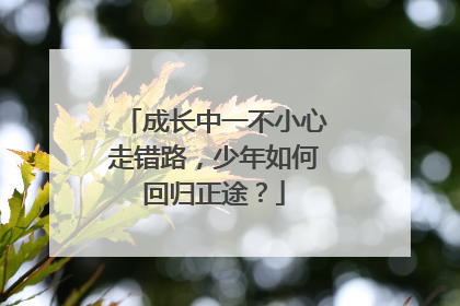 成长中一不小心走错路，少年如何回归正途？