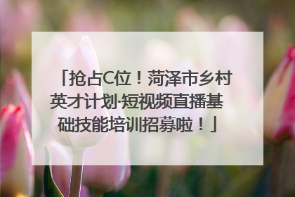 抢占C位！菏泽市乡村英才计划·短视频直播基础技能培训招募啦！