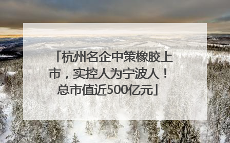杭州名企中策橡胶上市，实控人为宁波人！总市值近500亿元