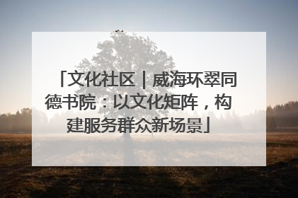 文化社区｜威海环翠同德书院：以文化矩阵，构建服务群众新场景