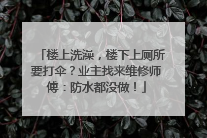 楼上洗澡，楼下上厕所要打伞？业主找来维修师傅：防水都没做！