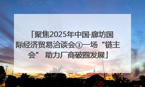 聚焦2025年中国·廊坊国际经济贸易洽谈会③一场“链主会” 助力厂商破圈发展