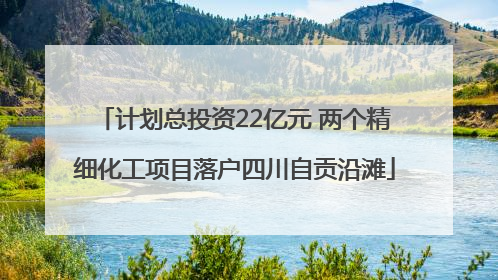 计划总投资22亿元 两个精细化工项目落户四川自贡沿滩