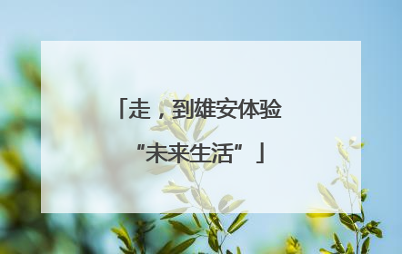 走，到雄安体验“未来生活”