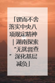 锲而不舍落实中央八项规定精神｜湖南探索“无扰督查”深化基层减负