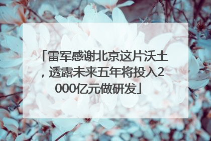 雷军感谢北京这片沃土，透露未来五年将投入2000亿元做研发