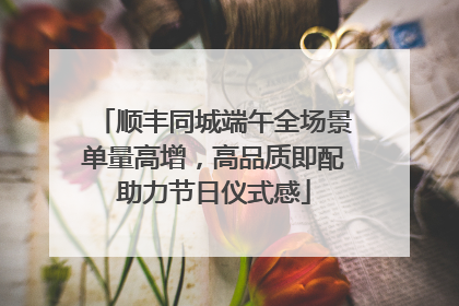 顺丰同城端午全场景单量高增，高品质即配助力节日仪式感