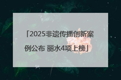 2025非遗传播创新案例公布 丽水4项上榜